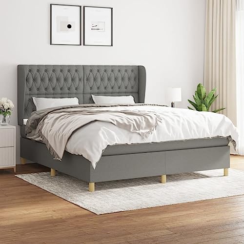 Teenpull Boxspringbett mit Matratze 180x200 cm, Dunkelgrau Stoff, gepolstert, höhenverstellbares Kopfteil, Stabiler Bettrahmen für erholsamen Schlaf, Schlafzimmer Möbel Set Teenpull Boxspringbett mit Matratze 180x200 cm, Dunkelgrau Stoff, gepolstert, höhenverstellbares Kopfteil, Stabiler Bettrahmen für erholsamen Schlaf, Schlafzimmer Möbel Set von Teenpull