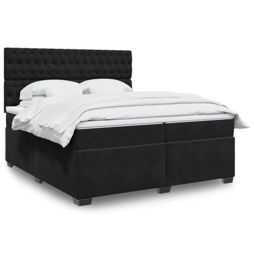 Teenpull Boxspringbett mit Matratze 200x200 cm, Schwarz Samt Polsterbett, inklusive höhenverstellbarem Kopfteil und Matratzenauflage für Schlafzimmer Möbel – Stabiler Rahmen für erholsamen Teenpull Boxspringbett mit Matratze 200x200 cm, Schwarz Samt Polsterbett, inklusive höhenverstellbarem Kopfteil und Matratzenauflage für Schlafzimmer Möbel – Stabiler Rahmen für erholsamen von Teenpull