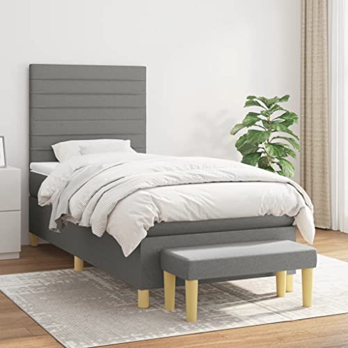 Teenpull Boxspringbett mit Matratze 90x190 cm Dunkelgrau Stoff Polsterbett, Höhenverstellbares Kopfteil Taschenfederkern, Stabile Bettrahmen Möbel Set inkl. Bank Teenpull Boxspringbett mit Matratze 90x190 cm Dunkelgrau Stoff Polsterbett, Höhenverstellbares Kopfteil Taschenfederkern, Stabile Bettrahmen Möbel Set inkl. Bank von Teenpull