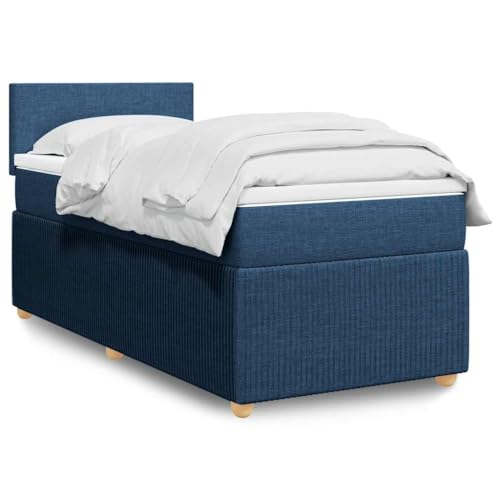 Teenpull Boxspringbett mit Matratze Blau 100x200 cm Stoff, Polster Bettrahmen mit Kopfteil, Taschenfederkernmatratze, für Schlafzimmer Möbel, modernes Design für erholsame Nachtruhe (173 Zeichen) von Teenpull