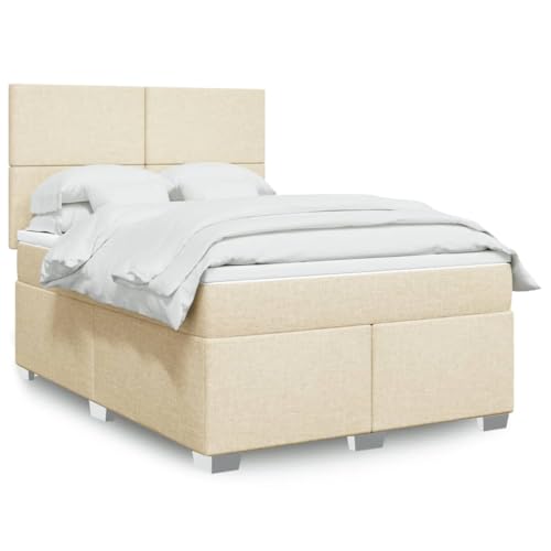 Teenpull Boxspringbett mit Matratze Creme 160x200 cm, Stoff Polsterbett Set mit höhenverstellbarem Kopfteil, LED-Beleuchtung, Taschenfederkernmatratze für optimalen Schlafkomfort Teenpull Boxspringbett mit Matratze Creme 160x200 cm, Stoff Polsterbett Set mit höhenverstellbarem Kopfteil, LED-Beleuchtung, Taschenfederkernmatratze für optimalen Schlafkomfort von Teenpull
