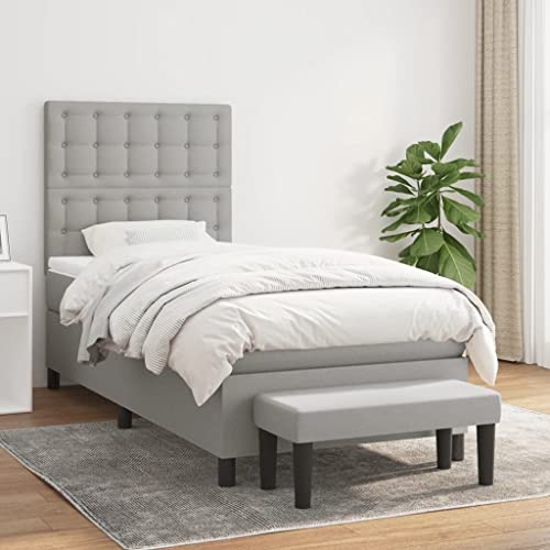 Teenpull Boxspringbett mit Matratze Hellgrau, 80x200 cm Stoffbezug, höhenverstellbares Kopfteil, Taschenfederkernmatratze für erholsamen Schlaf, inklusive Bank Teenpull Boxspringbett mit Matratze Hellgrau, 80x200 cm Stoffbezug, höhenverstellbares Kopfteil, Taschenfederkernmatratze für erholsamen Schlaf, inklusive Bank von Teenpull