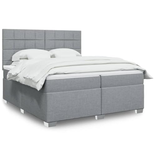 Teenpull Boxspringbett mit Matratze Hellgrau 200x200 cm, Stoff gepolstert, verstellbares Kopfteil mit LED-Beleuchtung, Stabiler Bett Rahmen für Schlafzimmer Möbel, Komfortables Set Teenpull Boxspringbett mit Matratze Hellgrau 200x200 cm, Stoff gepolstert, verstellbares Kopfteil mit LED-Beleuchtung, Stabiler Bett Rahmen für Schlafzimmer Möbel, Komfortables Set von Teenpull
