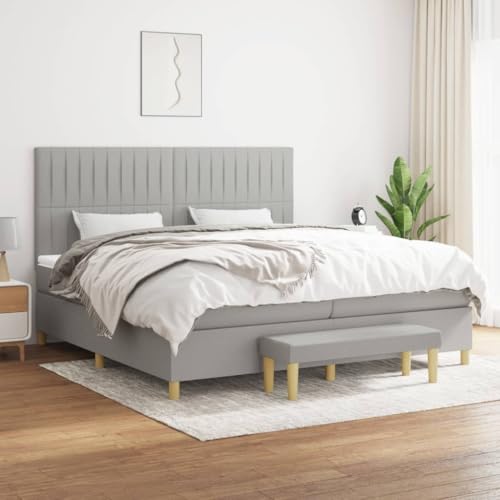 Teenpull Boxspringbett mit Matratze Hellgrau 200x200 cm, Stoffbezug, verstellbares Kopfteil, Taschenfederkernmatratze, mittelfeste Unterstützung, Möbelset Teenpull Boxspringbett mit Matratze Hellgrau 200x200 cm, Stoffbezug, verstellbares Kopfteil, Taschenfederkernmatratze, mittelfeste Unterstützung, Möbelset von Teenpull