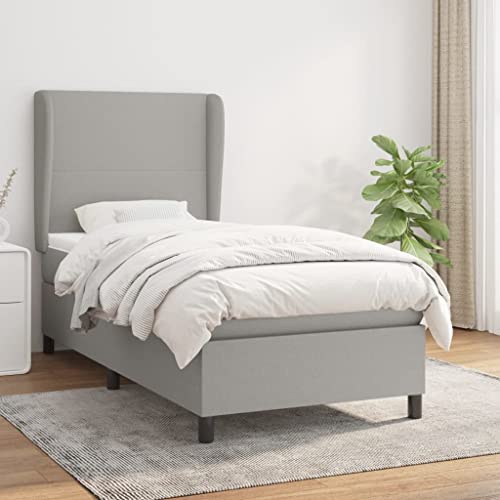Teenpull Boxspringbett mit Matratze Hellgrau 80x200 cm, Stoff gepolstert, inklusive höhenverstellbarem Kopfteil und stabilem Bettrahmen aus Holz Teenpull Boxspringbett mit Matratze Hellgrau 80x200 cm, Stoff gepolstert, inklusive höhenverstellbarem Kopfteil und stabilem Bettrahmen aus Holz von Teenpull