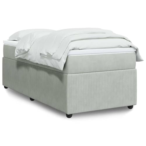 Teenpull Boxspringbett mit Matratze Hellgrau 90x200 cm Samt, Komfortables Polsterbett Schlafzimmer Möbel Set, Federkernmatratze Topper, Stabile Bettrahmen Unterstützung Teenpull Boxspringbett mit Matratze Hellgrau 90x200 cm Samt, Komfortables Polsterbett Schlafzimmer Möbel Set, Federkernmatratze Topper, Stabile Bettrahmen Unterstützung von Teenpull