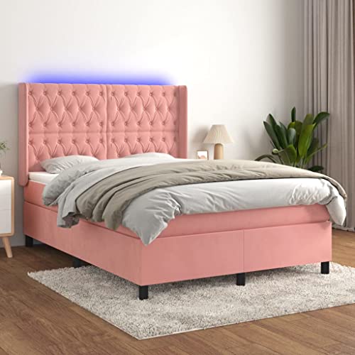 Teenpull Boxspringbett mit Matratze LED-Beleuchtung, rosa Samt 140x190 cm, gepolstertes Bettrahmen mit verstellbarem Kopfteil, modernes Möbelstück für erholsamen Schlaf im Schlafzimmer Teenpull Boxspringbett mit Matratze LED-Beleuchtung, rosa Samt 140x190 cm, gepolstertes Bettrahmen mit verstellbarem Kopfteil, modernes Möbelstück für erholsamen Schlaf im Schlafzimmer von Teenpull