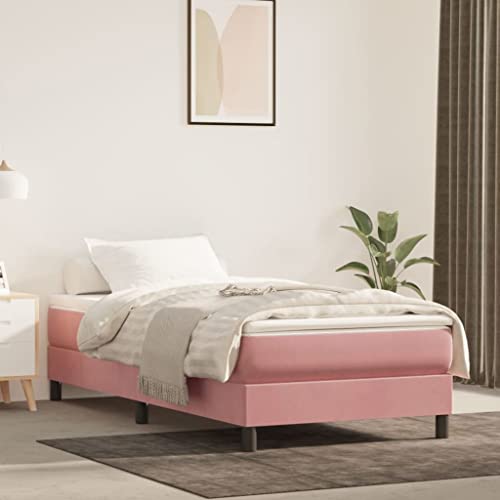 Teenpull Boxspringbett mit Matratze Rosa 90x200 cm, Samt Stoff, Taschenfederkern, für erholsamen Schlaf, Polsterbett Teenpull Boxspringbett mit Matratze Rosa 90x200 cm, Samt Stoff, Taschenfederkern, für erholsamen Schlaf, Polsterbett von Teenpull