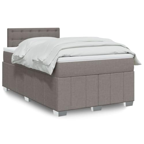 Teenpull Boxspringbett mit Matratze Taupe 120x190 cm, Stoffbezug, höhenverstellbares Kopfteil, Taschenfederkern-Matratze, Komfort-Topper, verstärkter Holzrahmen für Schlafzimmer-Möbel von Teenpull