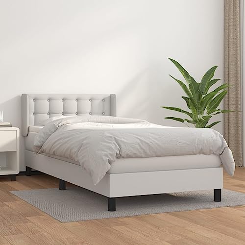 Teenpull Boxspringbett mit Matratze Weiß 90x200 cm, Kunstleder Polsterbett mit verstellbarem Kopfteil, Federkernmatratze für erholsamen Schlaf Teenpull Boxspringbett mit Matratze Weiß 90x200 cm, Kunstleder Polsterbett mit verstellbarem Kopfteil, Federkernmatratze für erholsamen Schlaf von Teenpull