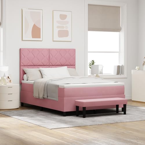 Teenpull Boxspringbett mit Matratze & Bank, Rosa 140x200 cm, Samt, gepolstert, Kopfteil, Schlafzimmer-Möbel-Set Teenpull Boxspringbett mit Matratze & Bank, Rosa 140x200 cm, Samt, gepolstert, Kopfteil, Schlafzimmer-Möbel-Set von Teenpull