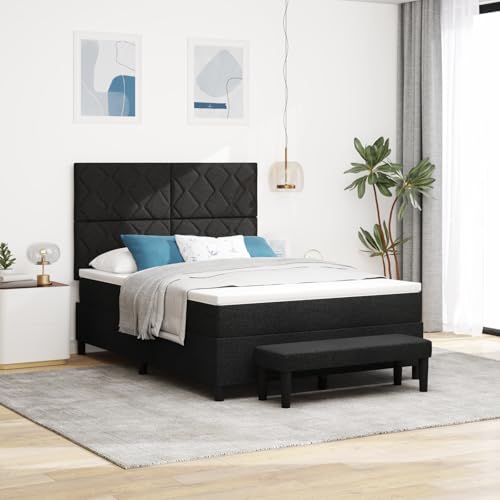 Teenpull Boxspringbett mit Matratze & Bank, Schwarz, 140x200 cm, Stoff, modernes Polsterbett, Schlafzimmer Möbel Set von Teenpull