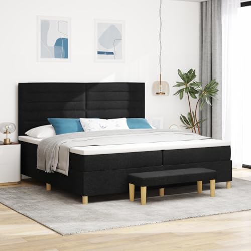 Teenpull Boxspringbett mit Matratze & Bank, Schwarz, 200x200 cm, elegant gepolstert, Stabiler Bettrahmen für Ihr Schlafzimmer, luxuriöses Möbel von Teenpull