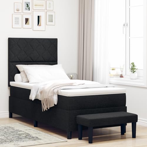 Teenpull Boxspringbett mit Matratze & Bank, Schwarz 100x200 cm, minimalistisches Stoff-Design für Ihr Schlafzimmer, bequemes Schlaferlebnis Teenpull Boxspringbett mit Matratze & Bank, Schwarz 100x200 cm, minimalistisches Stoff-Design für Ihr Schlafzimmer, bequemes Schlaferlebnis von Teenpull