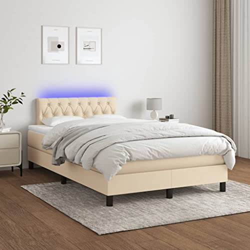 Teenpull Boxspringbett mit Matratze & LED, 120x200 cm Cremefarbenes Polsterbett, verstellbares Kopfteil, Möbel Set, Stoff Bettrahmen für erholsamen Schlaf Teenpull Boxspringbett mit Matratze & LED, 120x200 cm Cremefarbenes Polsterbett, verstellbares Kopfteil, Möbel Set, Stoff Bettrahmen für erholsamen Schlaf von Teenpull