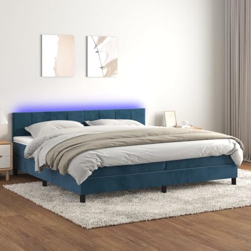 Teenpull Boxspringbett mit Matratze & LED, Dunkelblau, 200x200 cm, Samt, höhenverstellbares Kopfteil, Taschenfederkernmatratze, für erholsamen Schlaf im Schlafzimmer Teenpull Boxspringbett mit Matratze & LED, Dunkelblau, 200x200 cm, Samt, höhenverstellbares Kopfteil, Taschenfederkernmatratze, für erholsamen Schlaf im Schlafzimmer von Teenpull