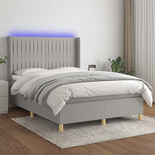 Teenpull Boxspringbett mit Matratze & LED, Hellgrau 140x200 cm, strapazierfähiger Stoff, höhenverstellbares Kopfteil, Taschenfederkernmatratze, gemütliches Schlafzimmer Möbel Set Teenpull Boxspringbett mit Matratze & LED, Hellgrau 140x200 cm, strapazierfähiger Stoff, höhenverstellbares Kopfteil, Taschenfederkernmatratze, gemütliches Schlafzimmer Möbel Set von Teenpull