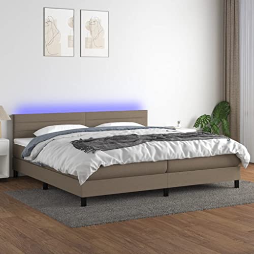 Teenpull Boxspringbett mit Matratze & LED, Taupe, 200x200 cm, gepolstertes Schlafzimmer-Set mit höhenverstellbarem Kopfteil, robustem Bettgestell für erholsamen Schlaf. Teenpull Boxspringbett mit Matratze & LED, Taupe, 200x200 cm, gepolstertes Schlafzimmer-Set mit höhenverstellbarem Kopfteil, robustem Bettgestell für erholsamen Schlaf. von Teenpull