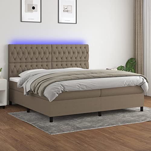 Teenpull Boxspringbett mit Matratze & LED, Taupe Stoff 200x200 cm, Höhenverstellbares Kopfteil, Taschenfederkernmatratze, Atmungsaktiv, Modernes Schlafzimmer Möbel Set Teenpull Boxspringbett mit Matratze & LED, Taupe Stoff 200x200 cm, Höhenverstellbares Kopfteil, Taschenfederkernmatratze, Atmungsaktiv, Modernes Schlafzimmer Möbel Set von Teenpull
