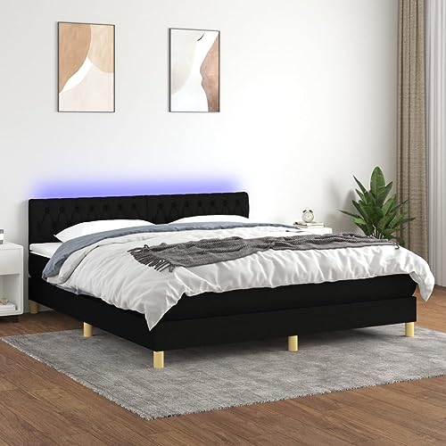 Teenpull Boxspringbett mit Matratze & LED-Beleuchtung, Schwarz, 180x200 cm, gepolstert, verstellbares Kopfteil, atmungsaktiver Stoff, modernes Schlafzimmermöbel-Set Teenpull Boxspringbett mit Matratze & LED-Beleuchtung, Schwarz, 180x200 cm, gepolstert, verstellbares Kopfteil, atmungsaktiver Stoff, modernes Schlafzimmermöbel-Set von Teenpull