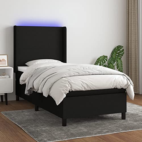 Teenpull Boxspringbett mit Matratze & LED-Beleuchtung, Schwarz, 90x200 cm, Stoffbezug, verstellbares Kopfteil, Taschenfederkern, modernes Schlafzimmer-Möbelset Teenpull Boxspringbett mit Matratze & LED-Beleuchtung, Schwarz, 90x200 cm, Stoffbezug, verstellbares Kopfteil, Taschenfederkern, modernes Schlafzimmer-Möbelset von Teenpull