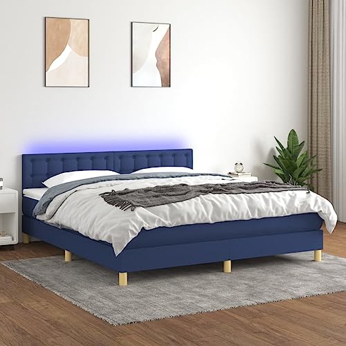 Teenpull Boxspringbett mit Matratze & LED Blau 180x200 cm, Stoffbezug, höhenverstellbares Kopfteil, Taschenfederkernmatratze, Matratzenauflage, für Schlafzimmer Komfort Teenpull Boxspringbett mit Matratze & LED Blau 180x200 cm, Stoffbezug, höhenverstellbares Kopfteil, Taschenfederkernmatratze, Matratzenauflage, für Schlafzimmer Komfort von Teenpull