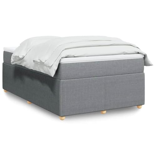 Teenpull Boxspringbett mit Matratze und Matratzenauflage, Hellgrau 120x190 cm, Polyesterstoff, Taschenfederkern, stabile Holzfüße, für erholsamen Schlaf im Schlafzimmer von Teenpull