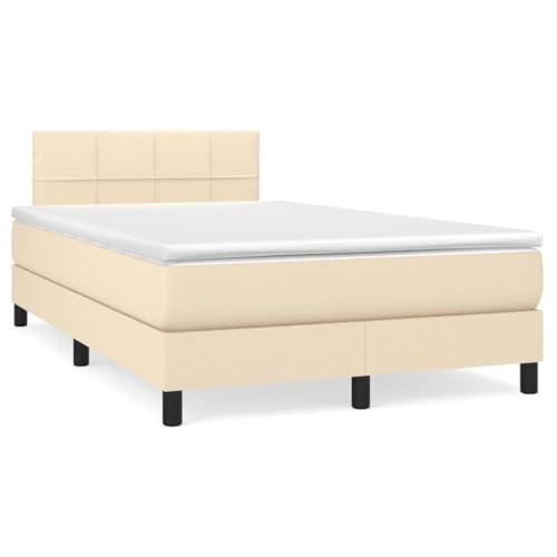 Teenpull Boxspringbett mit Matratze und Topper, Stoffbezug Creme, 120x190 cm, höhenverstellbares Kopfteil, Federkernmatratze für erholsamen Schlaf von Teenpull