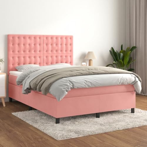 Teenpull Boxspringbett mit Taschenfederkern Matratze 140x200 cm, Rosa Samt Polsterbett mit verstellbarem Kopfteil, Bettrahmen für Schlafzimmer, Mittelharte Unterstützung Teenpull Boxspringbett mit Taschenfederkern Matratze 140x200 cm, Rosa Samt Polsterbett mit verstellbarem Kopfteil, Bettrahmen für Schlafzimmer, Mittelharte Unterstützung von Teenpull