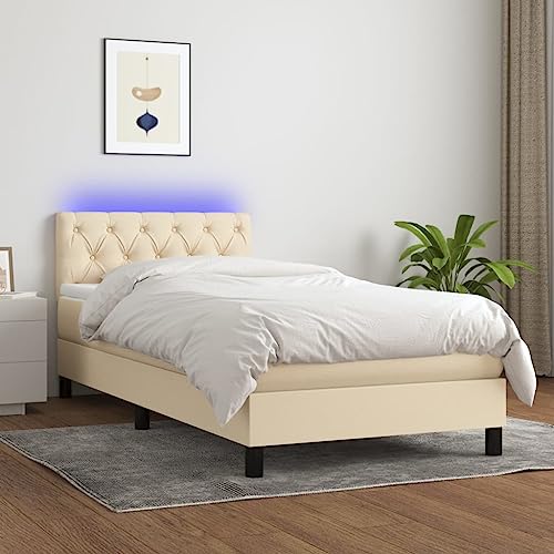 Teenpull Boxspringbett mit Taschenfederkernmatratze, LED-Licht & verstellbarem Kopfteil, Creme Stoff Bettgestell 80x200 cm, Schlafzimmermöbel Set für erholsamen Schlaf. Teenpull Boxspringbett mit Taschenfederkernmatratze, LED-Licht & verstellbarem Kopfteil, Creme Stoff Bettgestell 80x200 cm, Schlafzimmermöbel Set für erholsamen Schlaf. von Teenpull