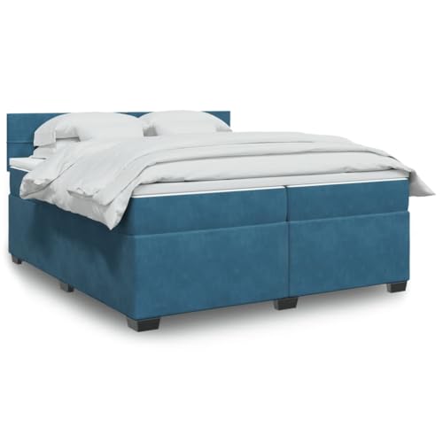Teenpull Boxspringbett mit Taschenfederkernmatratze 200x200 cm, Samt Blau Polsterbett Set inkl. Matratzenauflage, Komfortables Schlafzimmermöbel mit LED-Kopfteil für erholsame Nächte Teenpull Boxspringbett mit Taschenfederkernmatratze 200x200 cm, Samt Blau Polsterbett Set inkl. Matratzenauflage, Komfortables Schlafzimmermöbel mit LED-Kopfteil für erholsame Nächte von Teenpull