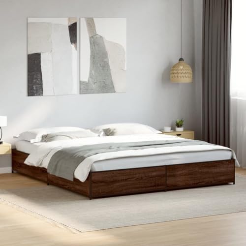 Teenpull Braun Eichen-Optik Bettgestell 200x200 cm, Holzwerkstoff Metall, Modernes Doppelbett mit Lattenrost für Schlafzimmer Teenpull Braun Eichen-Optik Bettgestell 200x200 cm, Holzwerkstoff Metall, Modernes Doppelbett mit Lattenrost für Schlafzimmer von Teenpull