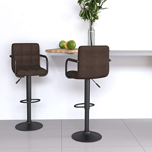 Teenpull Brown Fabric Bar Stools Set of 2, Swivel Counter Height Chairs with Backs for Kitchen Island Dining Room von Teenpull