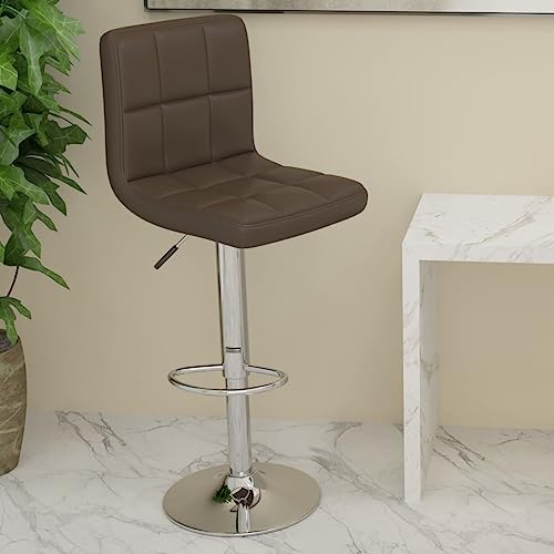 Teenpull Brown Faux Leather Bar Stool, Adjustable Swivel Counter Height Chair with Footrest for Kitchen Island, Dining Room von Teenpull