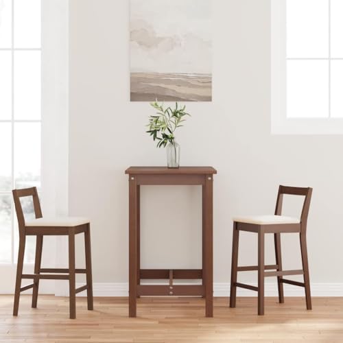 Teenpull Brown Solid Rubberwood Bar Stools Set of 2, Ergonomic Counter Height Chairs with Cushions for Kitchen Island Dining Room von Teenpull