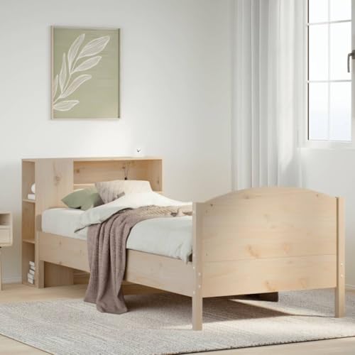 Teenpull Bücherregalbett 75x190 cm aus massivem Kiefernholz, unbehandelt, mit integriertem Kopfteil-Regal für Schlafzimmer-Stauraum und Lattenrost-Unterstützung Teenpull Bücherregalbett 75x190 cm aus massivem Kiefernholz, unbehandelt, mit integriertem Kopfteil-Regal für Schlafzimmer-Stauraum und Lattenrost-Unterstützung von Teenpull