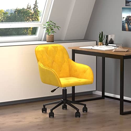 Teenpull Bürostuhl Drehbar, Gelb Samt, Höhenverstellbar, Rollen für Home Office, Modernes Design, Komfortabler Computerstuhl von Teenpull