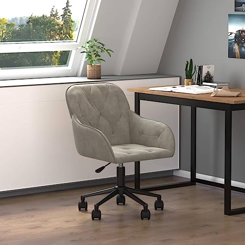 Teenpull Bürostuhl Drehbar Hellgrau Samt, Höhenverstellbar mit Rollen, Modernes Design für Home Office, Ergonomischer Computer Stuhl von Teenpull