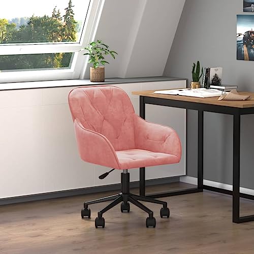 Teenpull Bürostuhl Drehbar Rosa Samt für Home-Office, Höhenverstellbarer Schreibtischstuhl mit Rollen, Weicher Computerstuhl, Modernes Design von Teenpull