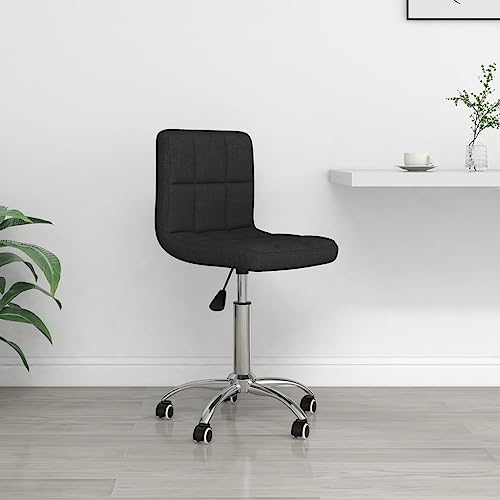 Teenpull Bürostuhl Drehbar Schwarz Stoff, Ergonomischer Schreibtischstuhl mit Rollen, Höhenverstellbar für Home Office Arbeitszimmer von Teenpull
