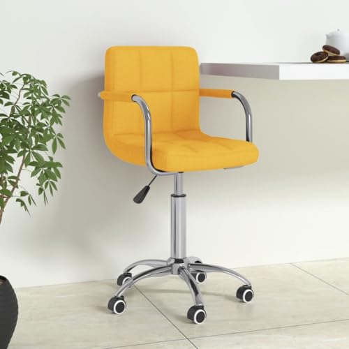 Teenpull Bürostuhl Drehbar Senfgelb Stoff, Höhenverstellbar, 360° Drehbar mit Rollen, Modernes Design für Home Office, Arbeitszimmer, Computer-Schreibtisch von Teenpull