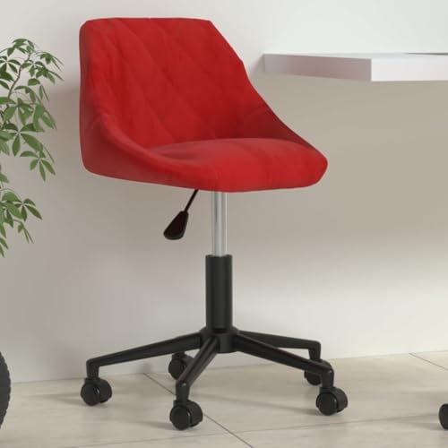Teenpull Bürostuhl Drehbar Weinrot Samt, Höhenverstellbar mit Rollen, Modernes Design für Büro & Home Office, Bequemer Computer Stuhl von Teenpull