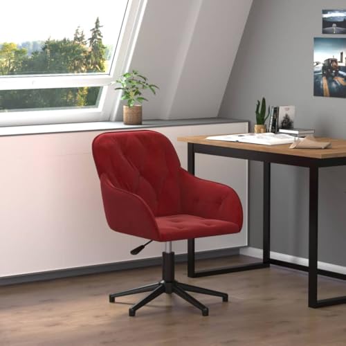Teenpull Bürostuhl Drehbar Weinrot Samt, Höhenverstellbar mit Rollen, Modernes Design für Home Office und Arbeitszimmer von Teenpull