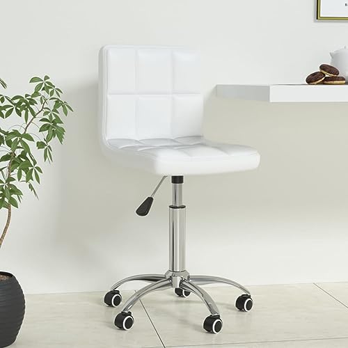 Teenpull Bürostuhl Drehbar Weiß, Kunstleder Bezug, Höhenverstellbar mit Rollen, Computer Stuhl für Home Office, Schreibtisch & Arbeitszimmer von Teenpull