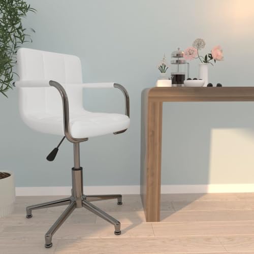 Teenpull Bürostuhl Drehbar Weiß Kunstleder, Höhenverstellbar mit Gasdruckfeder, Ergonomischer Computerstuhl für Büro Home Arbeitszimmer von Teenpull