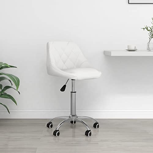 Teenpull Bürostuhl Drehbar Weiß Kunstleder, Modern Computer Stuhl Höhenverstellbar mit Rollen, Weich Gepolstert für Home Office, Ergonomisches Design, Bequem von Teenpull