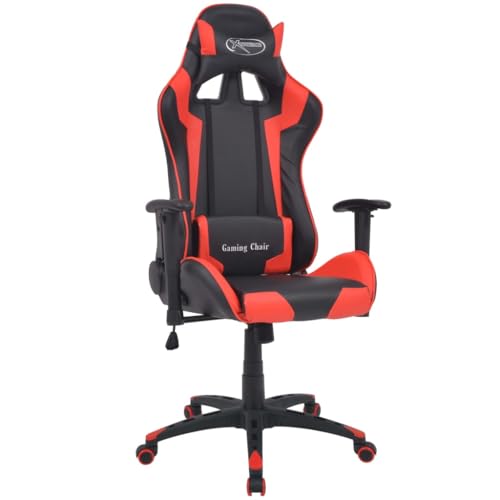 Teenpull Bürostuhl Gaming-Stuhl, Verstellbar mit Ergonomischer Rückenlehne, Kunstleder Rot, Rollen für Home Office, Computer Schreibtisch, Komfortable Sitzgelegenheit von Teenpull