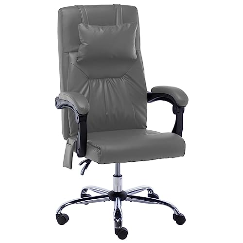 Teenpull Bürostuhl mit Massagefunktion, Computer-Schreibtischstuhl, ergonomisch, verstellbar, Kunstleder, Anthrazit, für Büro, Homeoffice von Teenpull