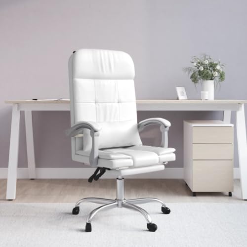 Teenpull Bürostuhl mit Massagefunktion, Weiß Kunstleder, Ergonomischer Drehstuhl mit Rollen für Home Office, Verstellbarer Chefsessel, Modernes Design Teenpull Bürostuhl mit Massagefunktion, Weiß Kunstleder, Ergonomischer Drehstuhl mit Rollen für Home Office, Verstellbarer Chefsessel, Modernes Design von Teenpull