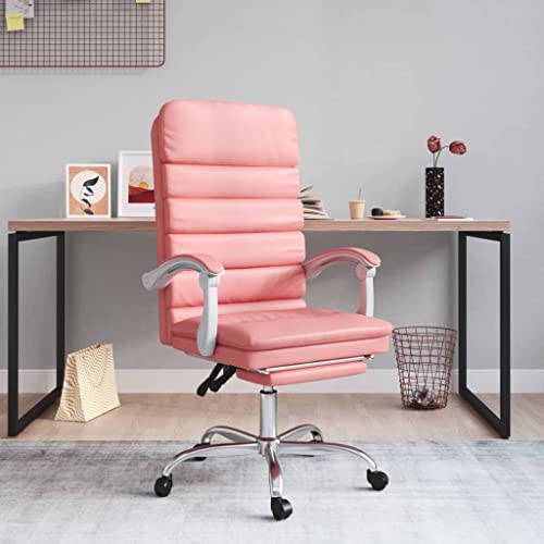 Teenpull Bürostuhl mit Massagefunktion für Home-Office, Rosa Kunstleder, Drehbar, Verstellbar mit Rollen, Ergonomisch, Bequemer Chefsessel von Teenpull
